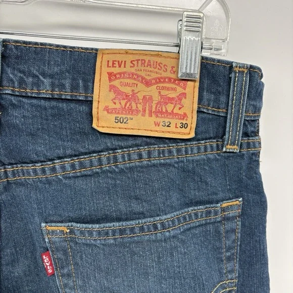 Levi's Men's 502 Tapered Jeans Blue Regular Denim Men 32x30 - Picture 8 of 9